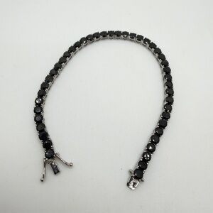 ~7.5" of 4mm faceted round cut ONYX tennis bracelet in stainless steel/ 925!